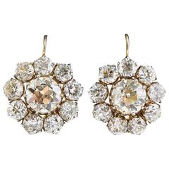 Art Deco Diamond Gold Daisy Cluster Earrings 9