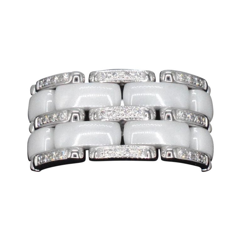 CHANEL Large White Gold, Diamond And Ceramic Flexible Ultra Ring