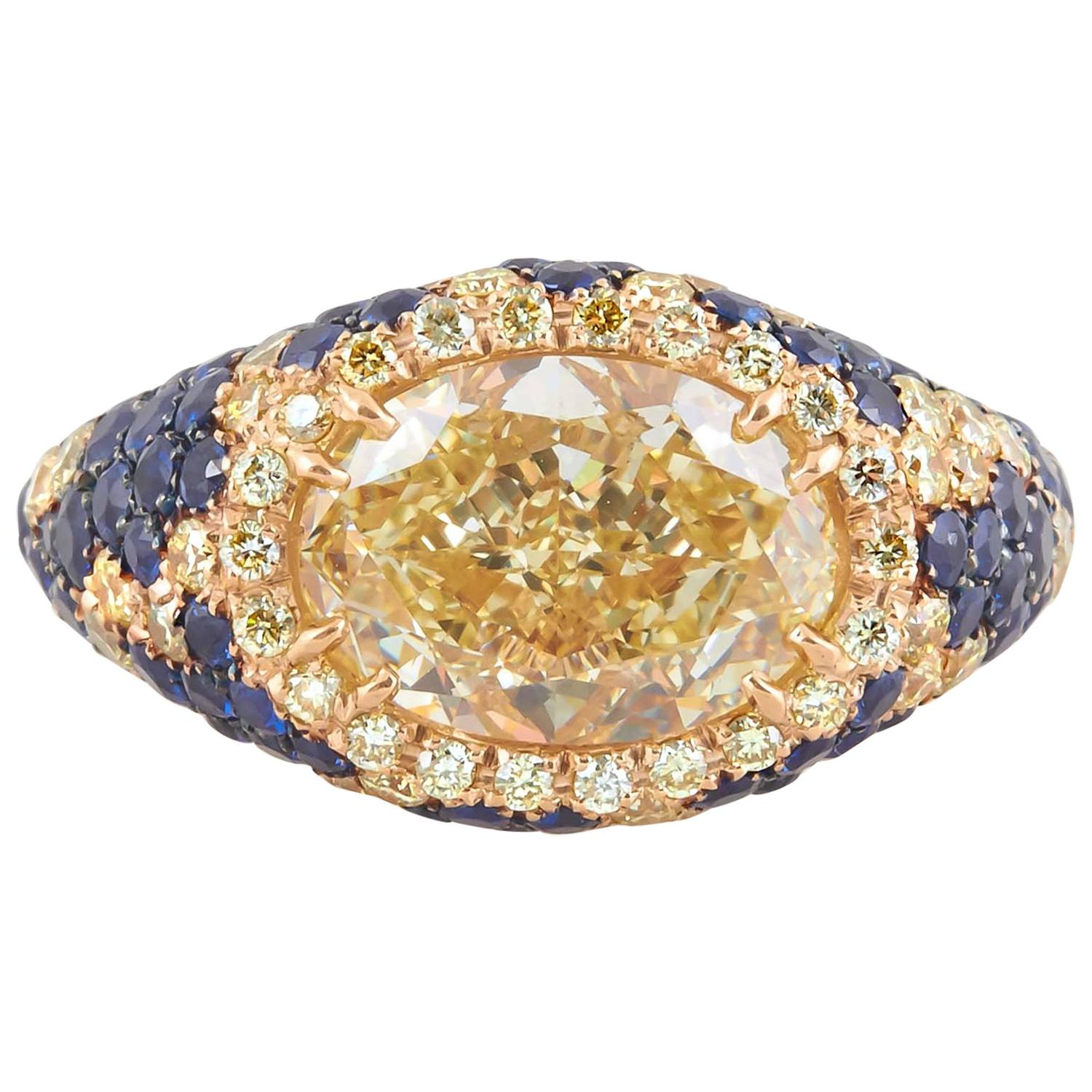Crivelli Fancy Light Yellow Diamond Ring For Sale at 1stdibs