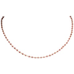 18K Gold Chain Necklace with Burmese Pink Ruby Beads