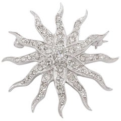 Dazzling Belle Epoque Diamond Set Sunburst Brooch