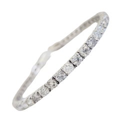 10.35 Carat Round Brilliant Natural Diamond Tennis Bracelet 14 Karat White Gold