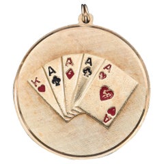 Vintage 14K Yellow Gold King and 4 Aces Playing Cards Pendant