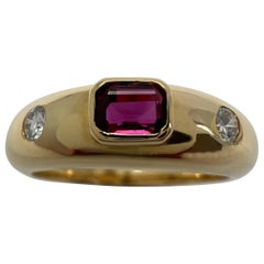 Vintage Van Cleef & Arpels Emerald Cut Ruby & Diamond Three Stone Signet Ring