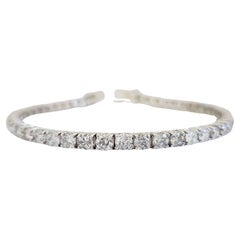 9.01 Carat Round Brilliant Natural Diamond Tennis Bracelet 14 Karat White Gold