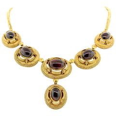 1890s Garnet Gold Victorian Necklace 12