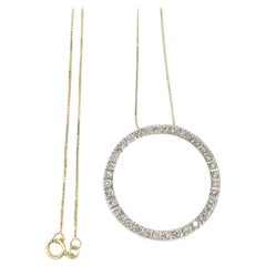Yellow Gold Diamond Eternity Circle Pendant Necklace