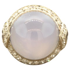 Art Deco Star Sapphire Diamond Platinum Ring