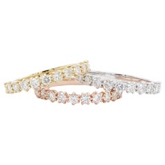 14k White Yellow & Rose Gold Diamond Stacking Fashion Rings 1.55ctw G-H/VS-SI