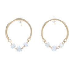 Gelbgold Dampfende Diamanten Half-Circle Tropfenohrringe 14k rund .36ctw durchbohrt