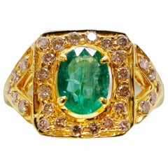 18kt Natural Emerald Engagement Ring