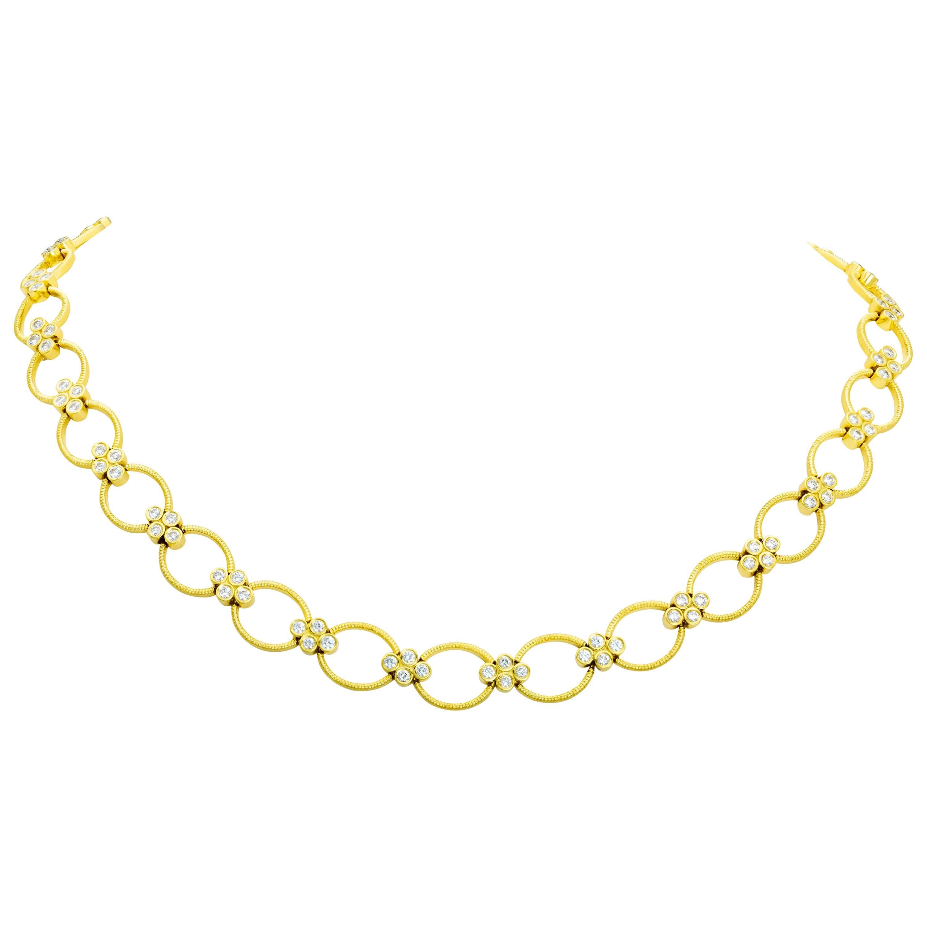 Leslie Greene 18 Karat Yellow Gold Necklace, Diamonds 1.60 Carat