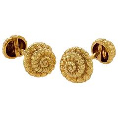 David Webb 1970's Gold Shell Cuff Links