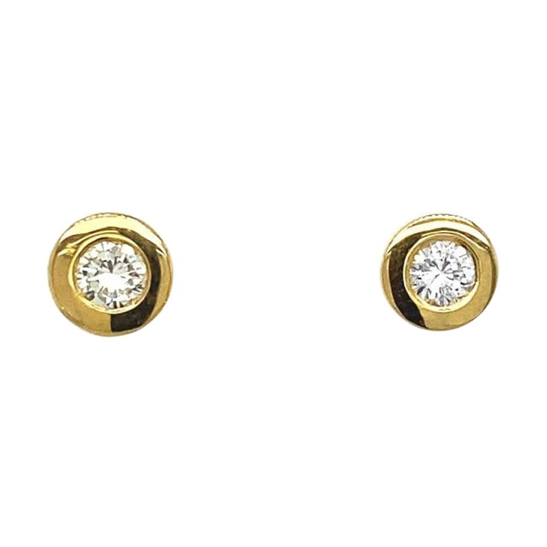 0.35ct Diamond Studs Earrings in Rubover Setting in 18ct Yellow Gold For Sale