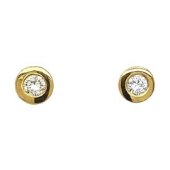 0.35ct Diamond Studs Earrings in Rubover Setting in 18ct Yellow Gold
