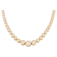 HRD Certified 18kt Yellow Gold Swiss Necklace with 99 Diamonds 5.80ct