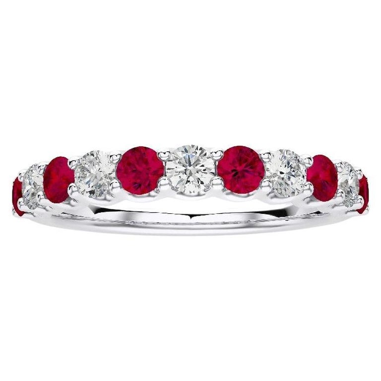 1981 Classic Collection Ring: 0.33ct Diamonds and 0.5ct Ruby in 18K White Gold For Sale