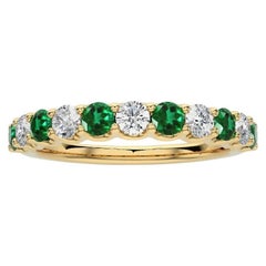 1981 Classic Ring: 0.33 ct Diamond and 0.5 ct Emerald in 18K Yellow Gold