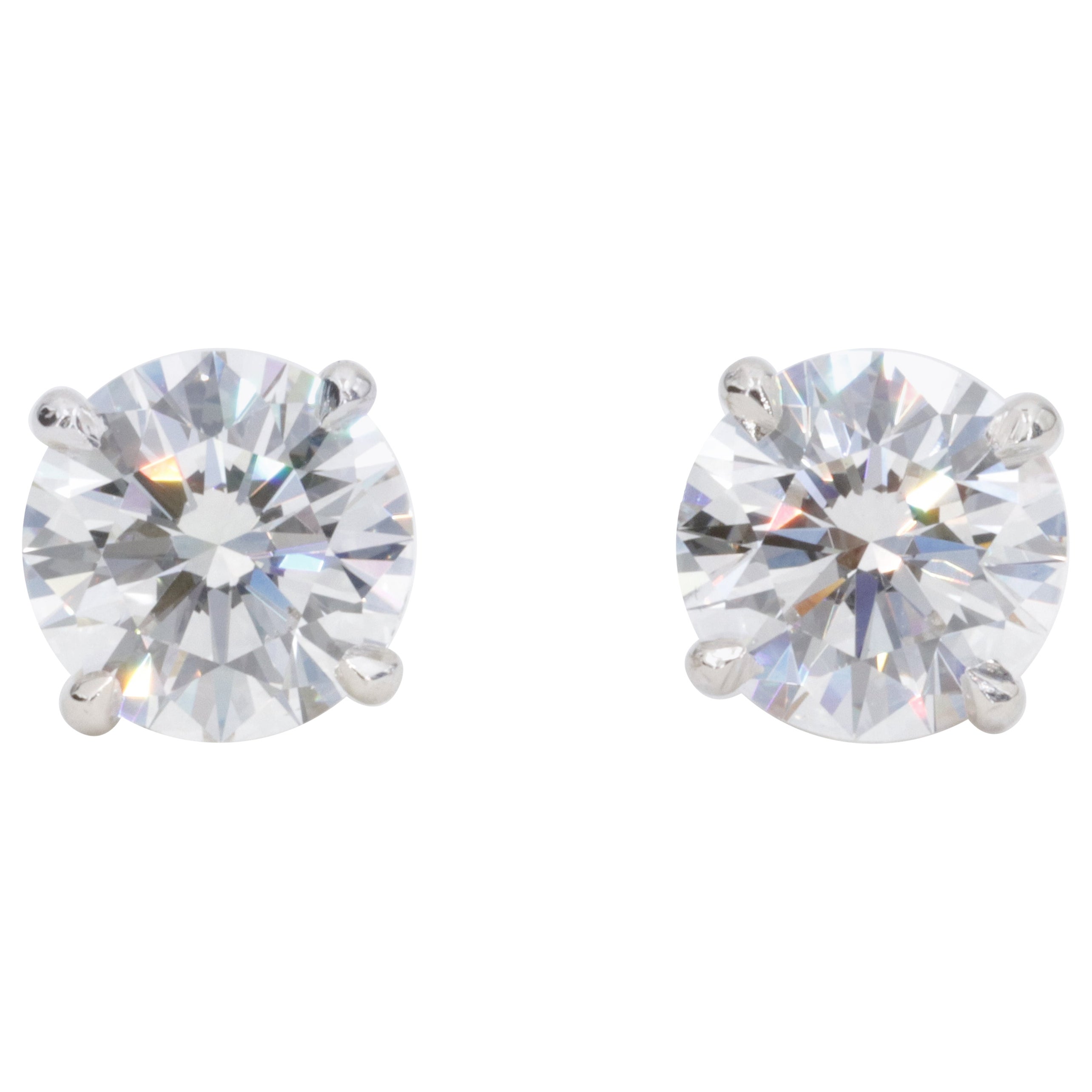 2.04 Carat GIA Diamond Stud Earrings Fine Quality in White Gold 4 Prong Settings For Sale
