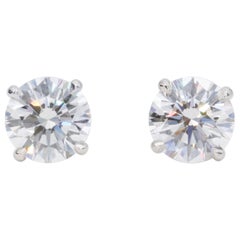 2.04 Carat GIA Diamond Stud Earrings Fine Quality in White Gold 4 Prong Settings