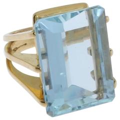 Large Aquamarine Gold Ring 12