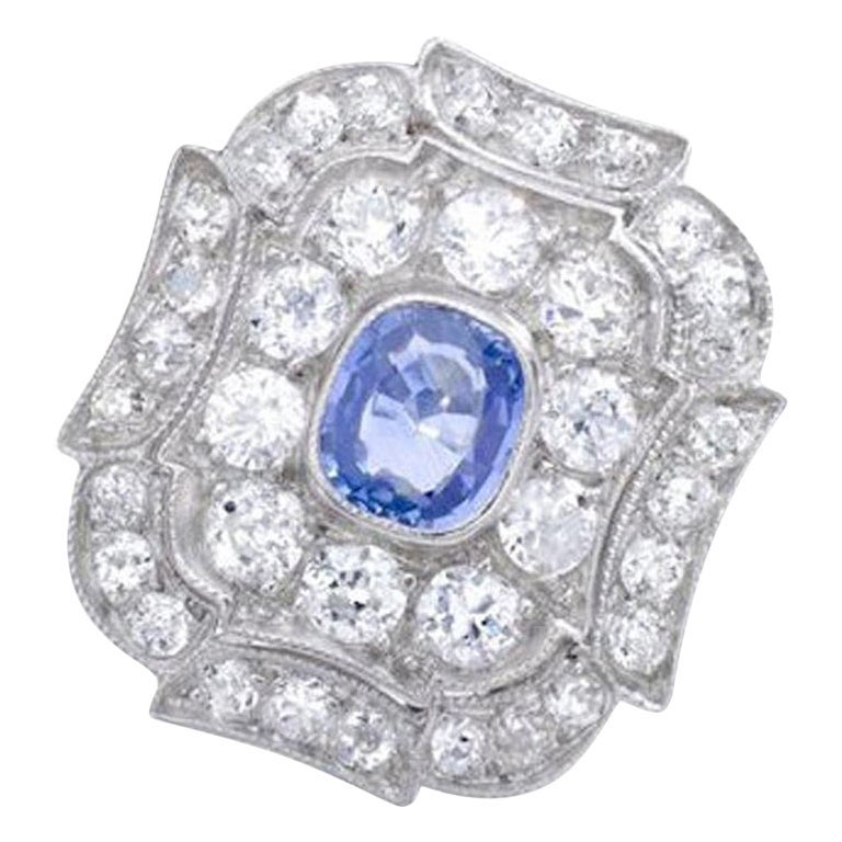 Sapphire and Diamond Platinum Ring