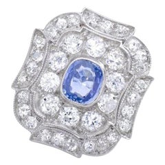 Sapphire and Diamond Platinum Ring