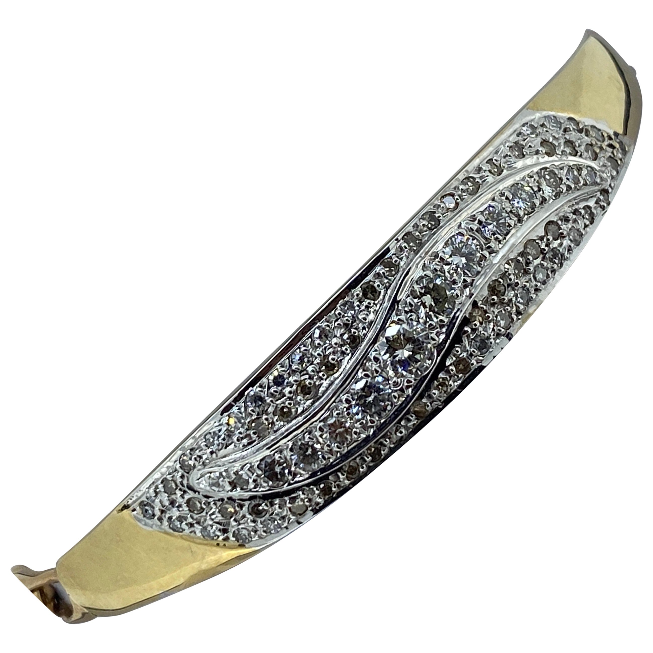 2.50ct Diamond Bangle/Bracelet in 2-Tone 9K Gold by Unoaerre (est. 1926), Italy For Sale