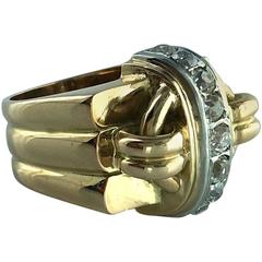 1940s Retro Gold and Diamond Ring 11