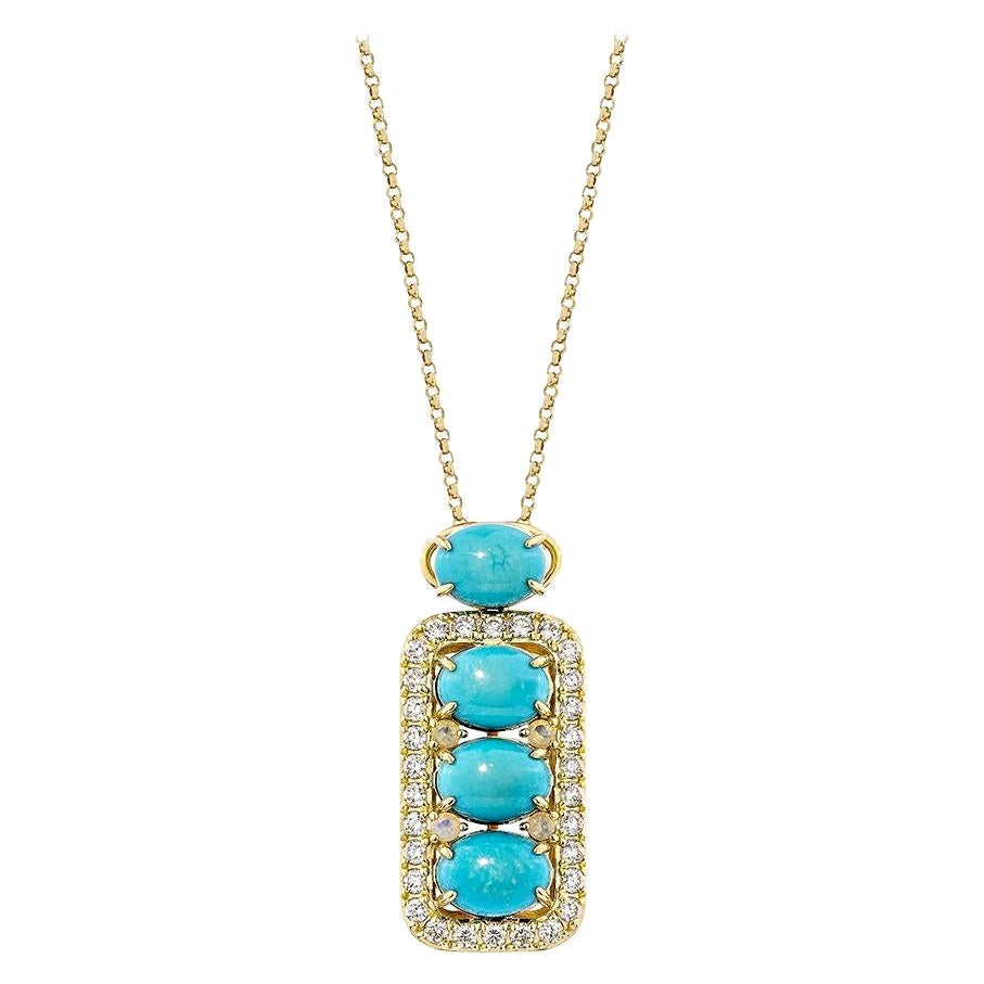 Sunita Nahata Turquoise 4.35ct. Pendant in 18KYG with Opal & Diamond.