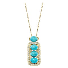 Sunita Nahata turquoise 4.35 carats Pendentif en 18 carats avec opale et diamants.