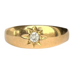 Antique Diamond and 9 Carat Gold Star Setting Band