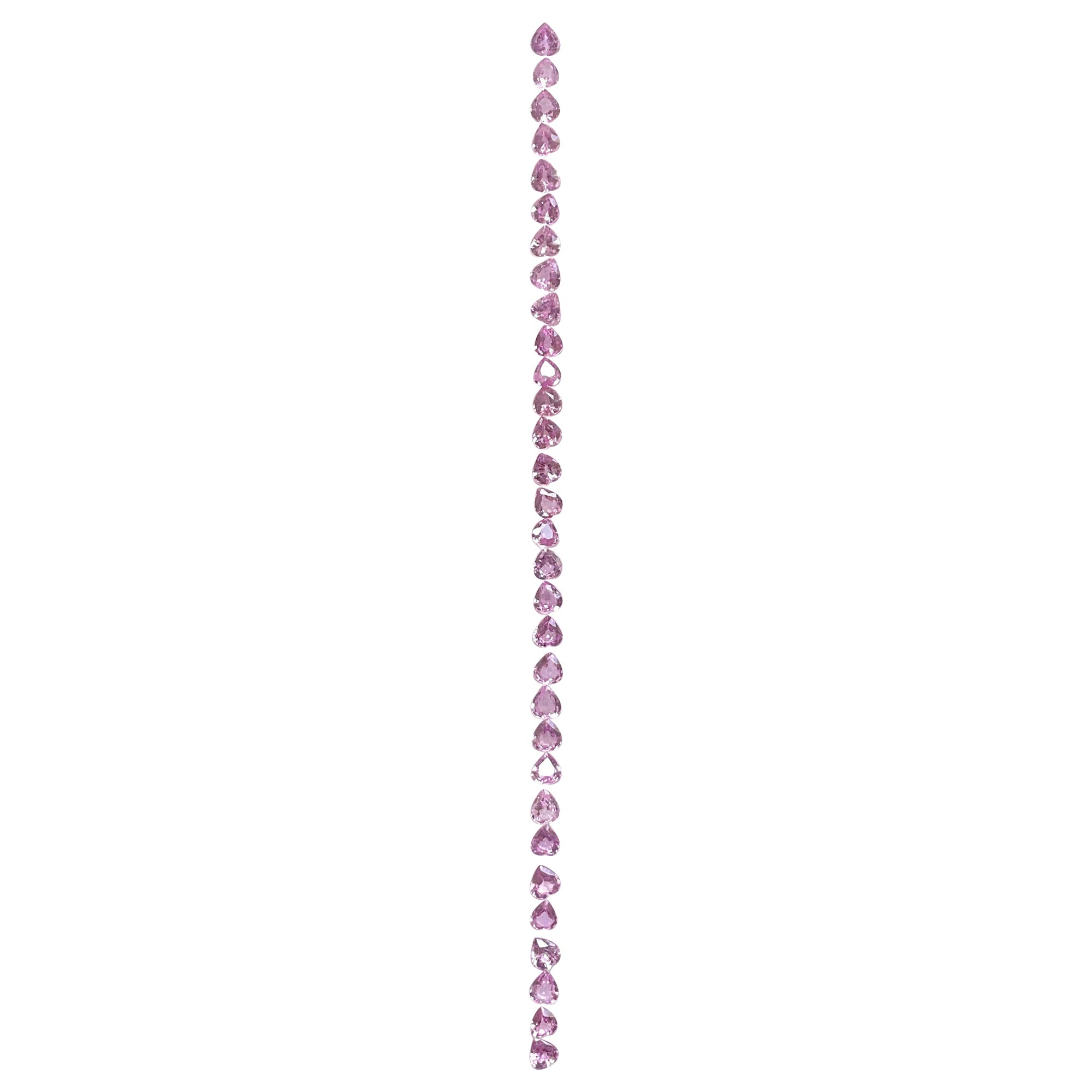 7.47 cts Pink Sapphire Heart shape bracelet set cutstones For Fine Jewelry gems For Sale
