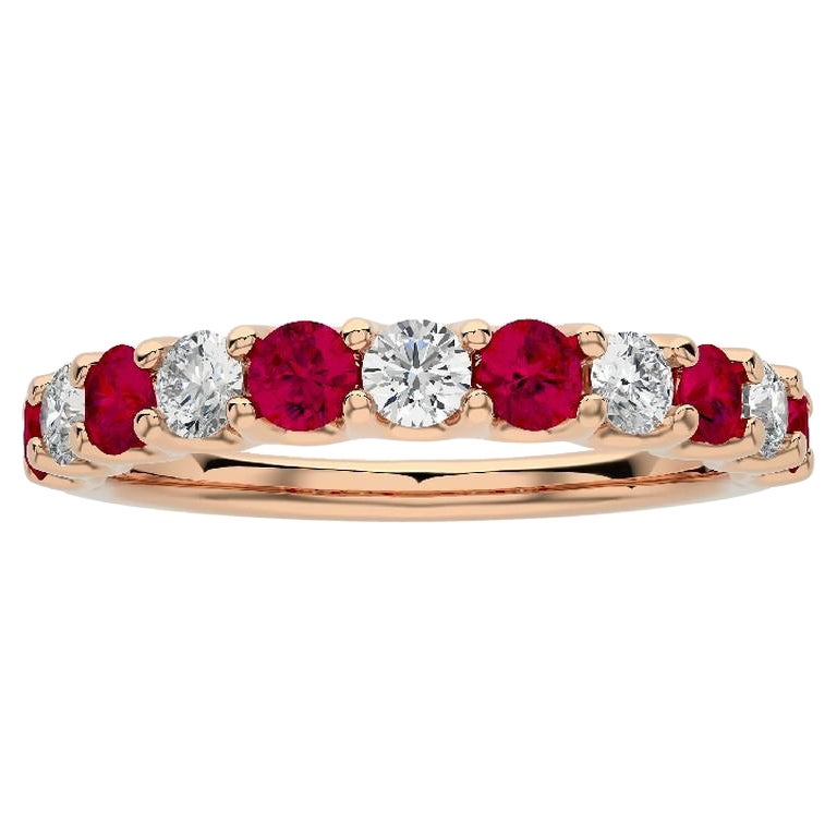 Wedding Band Ring 1981 Classic Collection with Diamonds & Ruby in 18K Rose Gold For Sale