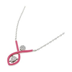 Halskette aus lebhaftem Gold mit Diamanten und rosa Emaille