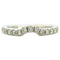 Contemporary 14k White Gold and Diamond Curved Band 