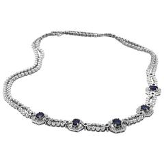 Sapphire Diamond Gold Double Strand Necklace