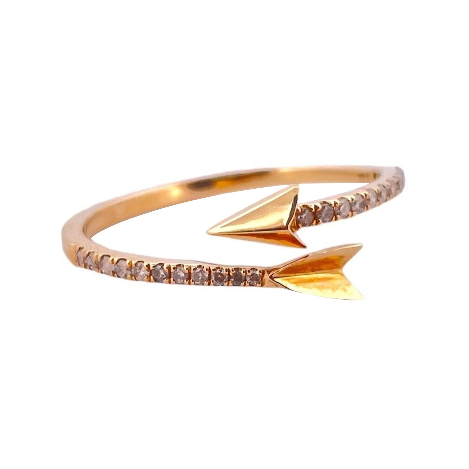 Arrow Diamond Ring - 14K Yellow Gold For Sale