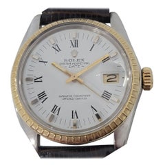 Mens Rolex Oyster Date 1505 1970s 18k Gold SS Automatic w Papers RJC168b