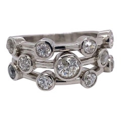 3 Row, 1.50ct Victorian Cut Diamond Ring Set in Platinum