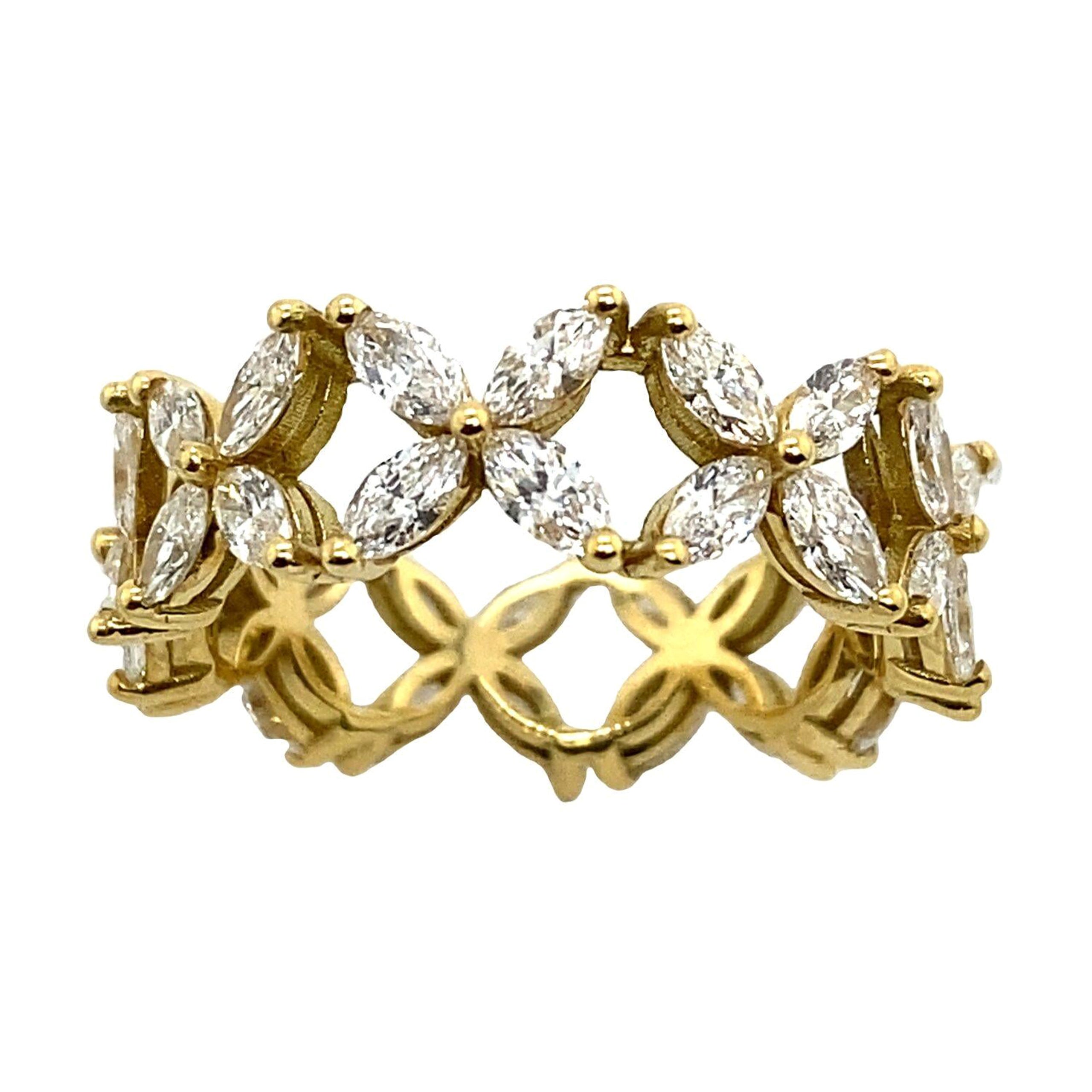 New Marquise Full Eternity Diamond Ring with 2.25ct of Diamonds In 18ct Gold For Sale
