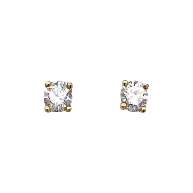 Diamond Solitaire Stud Earrings Set with 0.40ct Diamonds in 18ct Yellow Gold For Sale
