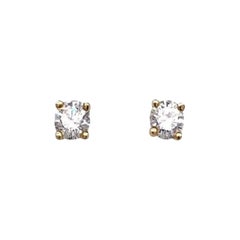 Diamond Solitaire Stud Earrings Set with 0.40ct Diamonds in 18ct Yellow Gold