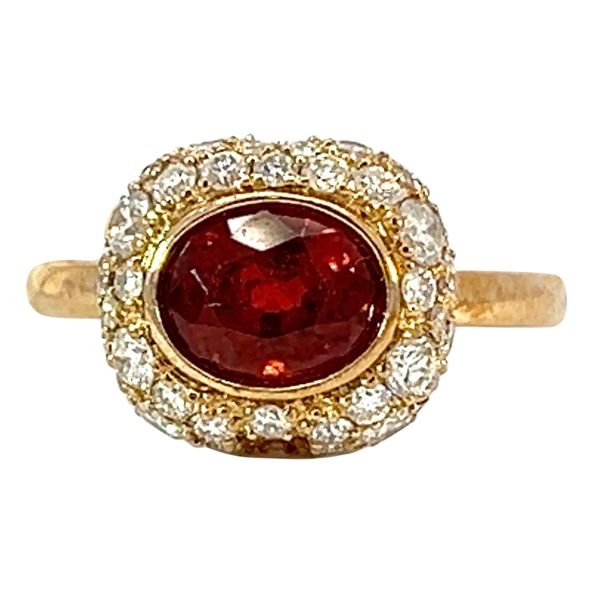 Stylish 14k 2.12 ct Vivid orange red spessartite 1.33 Ct Diamond Heart Pop Ring