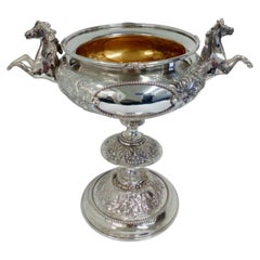 Große viktorianische Reittrophäe aus Sterlingsilber von Robert Hennell III. aus Sterlingsilber, 1867