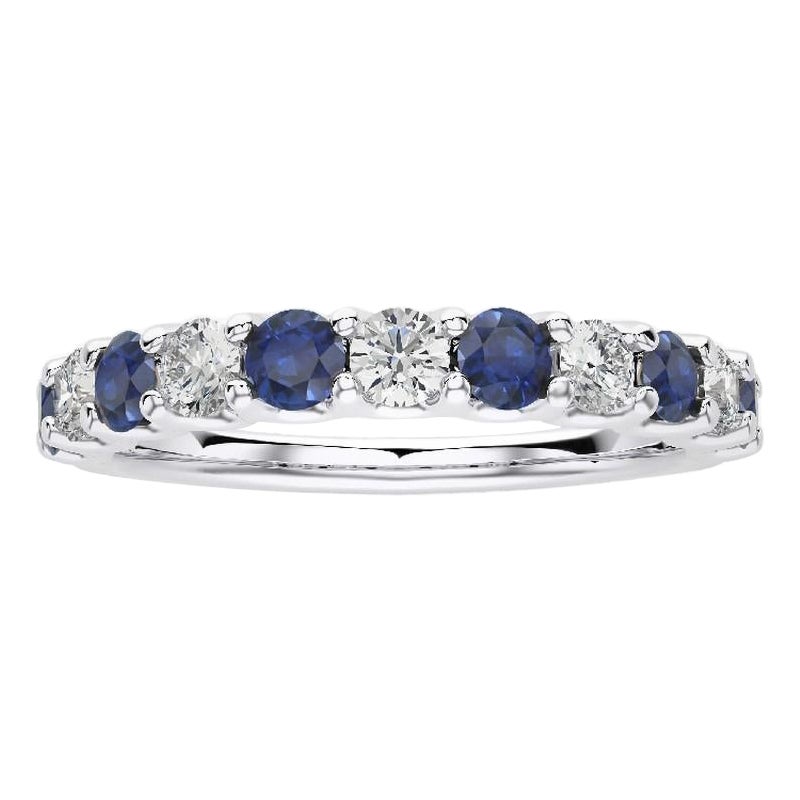 1981 Classic Collection Ring: 0.45Ct Diamond & 0.7Ct Sapphire in 14K White Gold For Sale