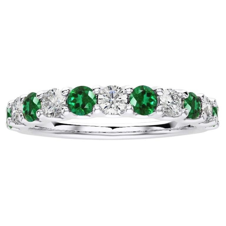 1981 Classic Collection Ring: 0.45Ct Diamonds & 0.7Ct Emeralds in 18K White Gold