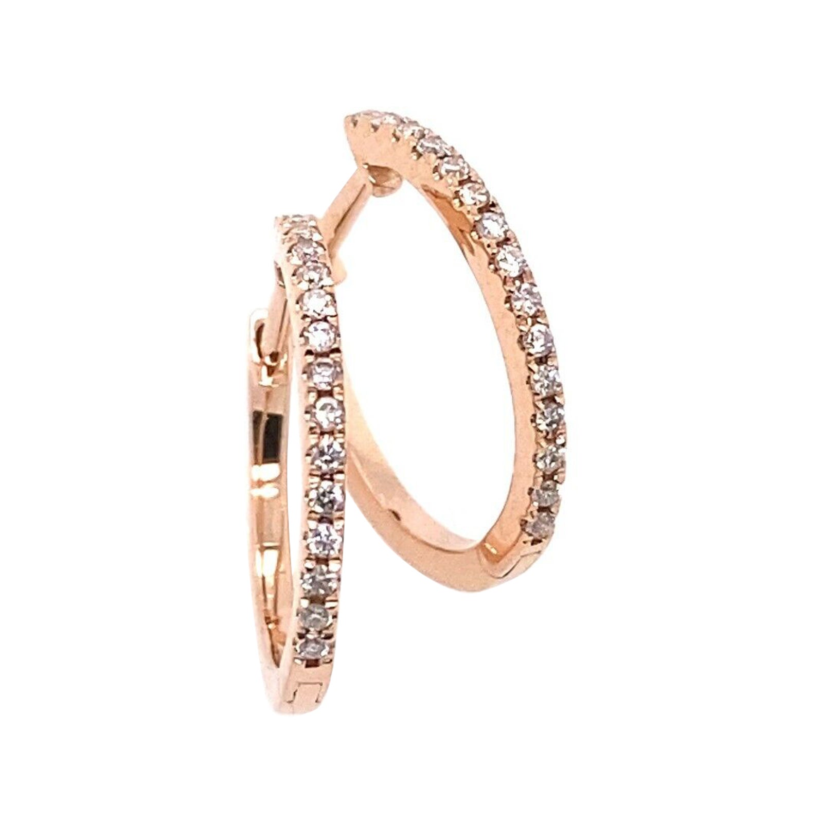 0.13ct Round Diamond Hoop Earrings in 18ct Rose Gold For Sale