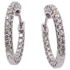 0.88ct Round Diamond Hoop Earrings in 18ct White Gold