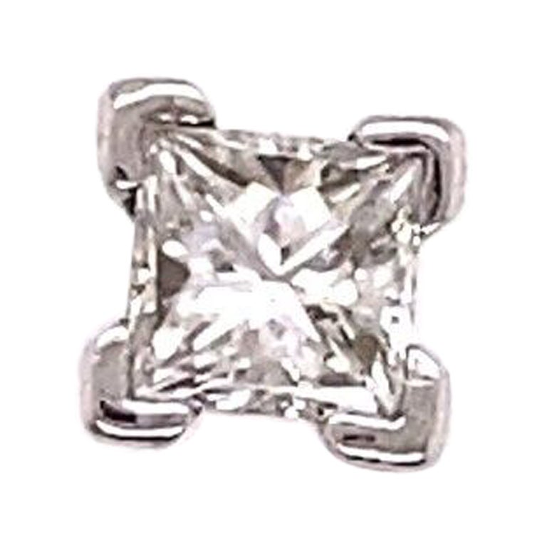 Boucle d'oreille simple en or blanc 18 carats, diamant naturel de 0,43 carats, taille princesse en vente